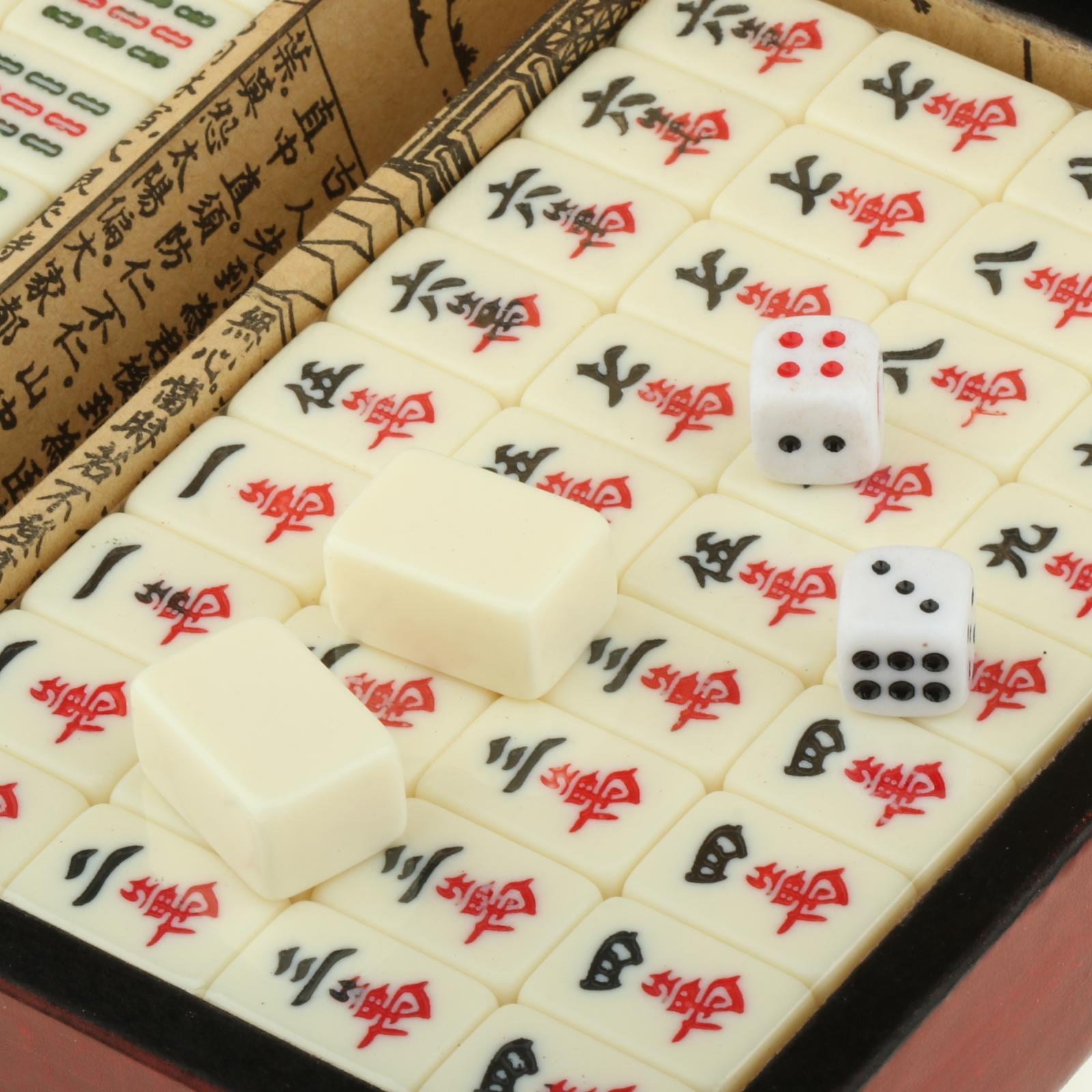  XALO Chinese Mahjong Set with 144 Large Tiles, 1.42 Inch  Traditional Hand Rub Mahjong Games Premium White Acrylic Premium Board Games  Family Game for 4 Players : Toys & Games