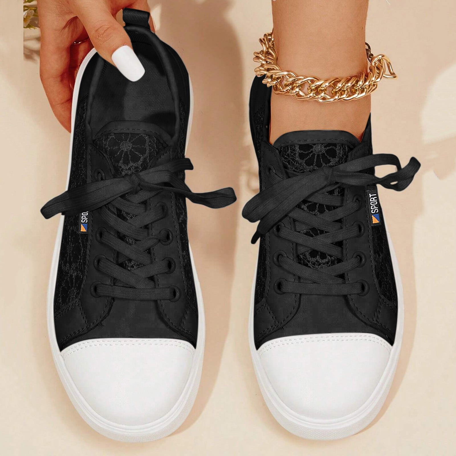 Sneakers Summer Mesh Platform Converse Black Lace Low Top Fashion