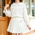 thumbnail image 2 of WhouRiu Girls Back To School Blouses Long Sleeve Solid Color Button Down Shirts Kids Comfortable Cute Casual Summer Ruffle Shirts,15-16 Years, 2 of 4