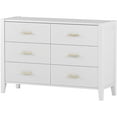 thumbnail image 6 of Modern 6 Drawer Dresser for Bedroom with Vertical Stripe Finish Drawer, Wood Dressers Chests of Drawers with Metal Handle for Living Room Hallway, White, 6 of 14