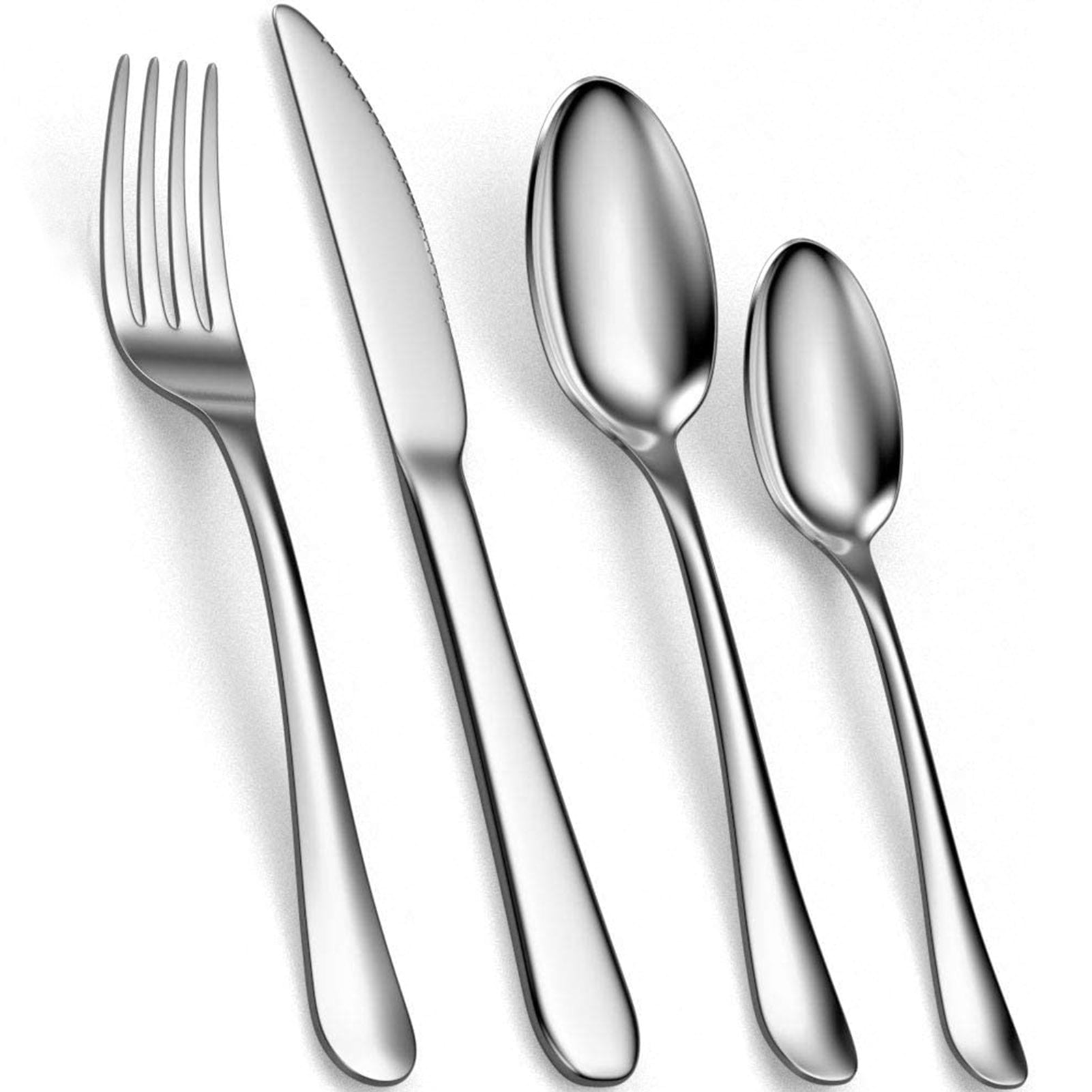RayPard 24-Piece Silverware Set, Flatware Set Mirror Polished, Dishwasher  Safe Service for 4, Include Fork/Spoon with 5-Compartment Non Slip