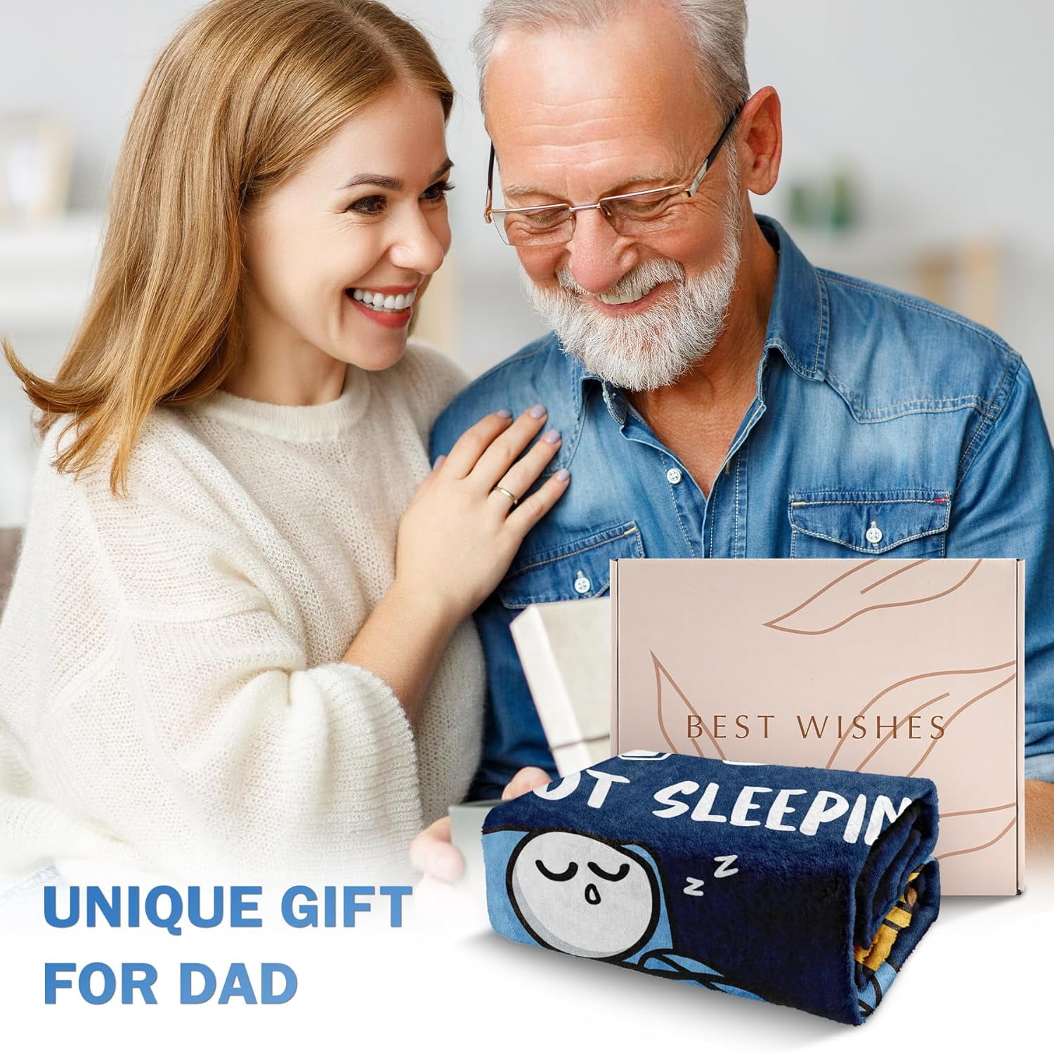 Funny Birthday Gifts for Dad Husband, Dad is Not Sleeping Blanket, Dads Gifts from Daughter Son, Super Soft Throws Blanket for Couch and Napping