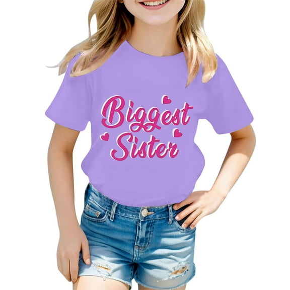 Trendy Girls Casual Tops for Everyday Wear - Graphic Print Short Sleeve Tees for Ages 1-13 for Outdoor Activities