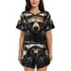thumbnail image 1 of Fotbe Urban Bear With Headphones Conjunto de Pijama Estampado para Mujer, 2 Piezas, Ropa de Dormir con Camiseta de Manga Corta y Shorts Suaves-Large, 1 of 6