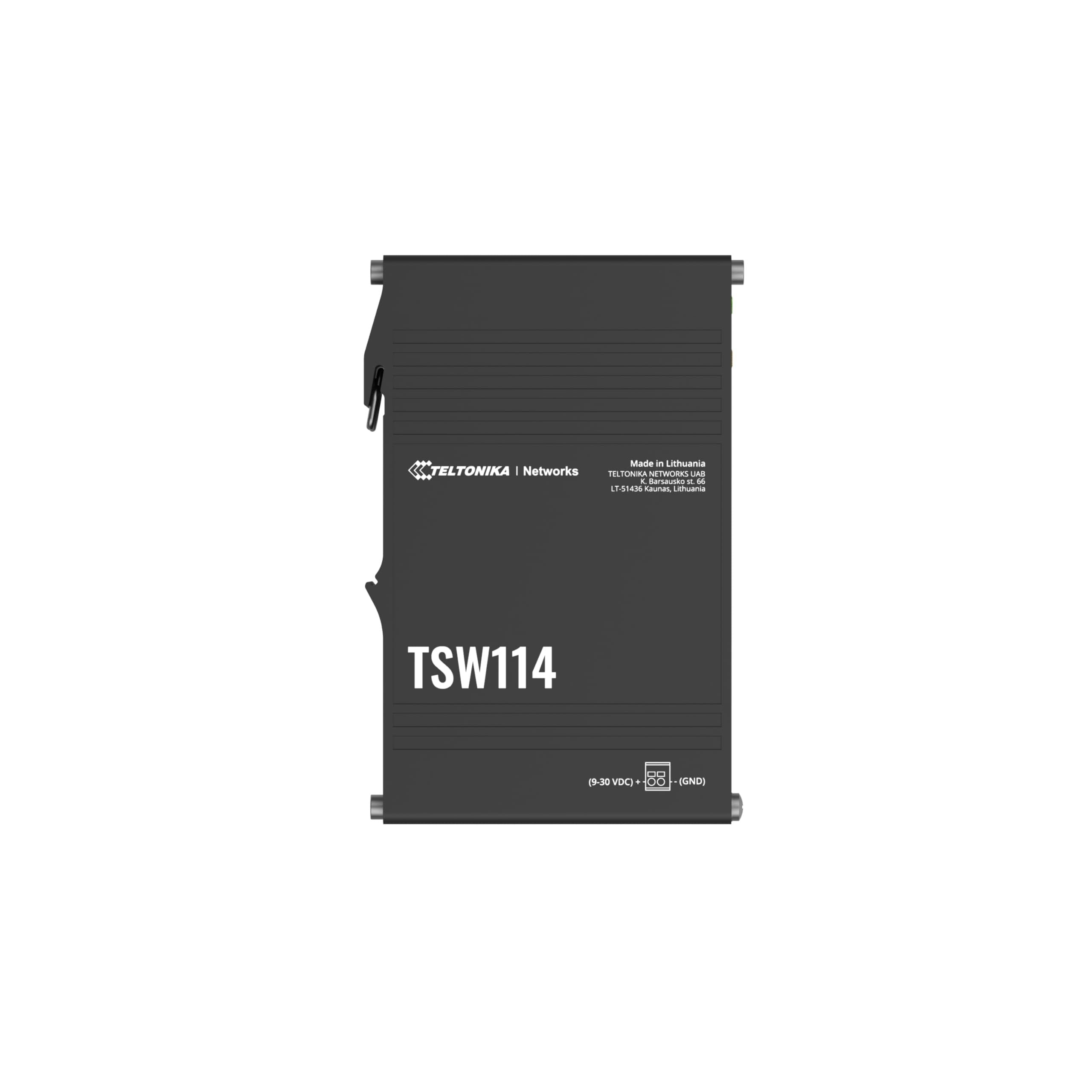 Teltonika TSW114 DIN Rail POE+ Switch 1 Gibabit Port 4 Gigabit POE+ Ports