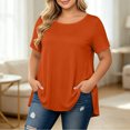 thumbnail image 6 of ClodeEU Plus Size Women's Round Neck Short Sleeve Tunic Top,Casual Loose A Line Flared Hem Solid Swing Blouse ,Women's Plus XXXL, 6 of 6