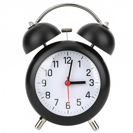 DESIGNICE Mechanical Clock,3.5in Mute Metal Alarm Clock with Night Light Manual Wind Up Double Twin Bell Clock