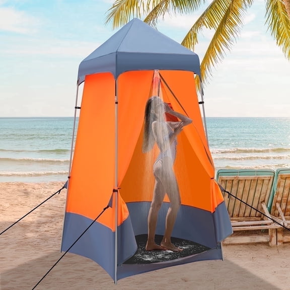 AUOSHI Privacy Shower Tent 7.2FT Portable Toilet Stall Spacious Dressing Changing Room Foldable Camping Tent for Camping,Beach,Hiking,Picnic Fishing,Biking with Carry Bag