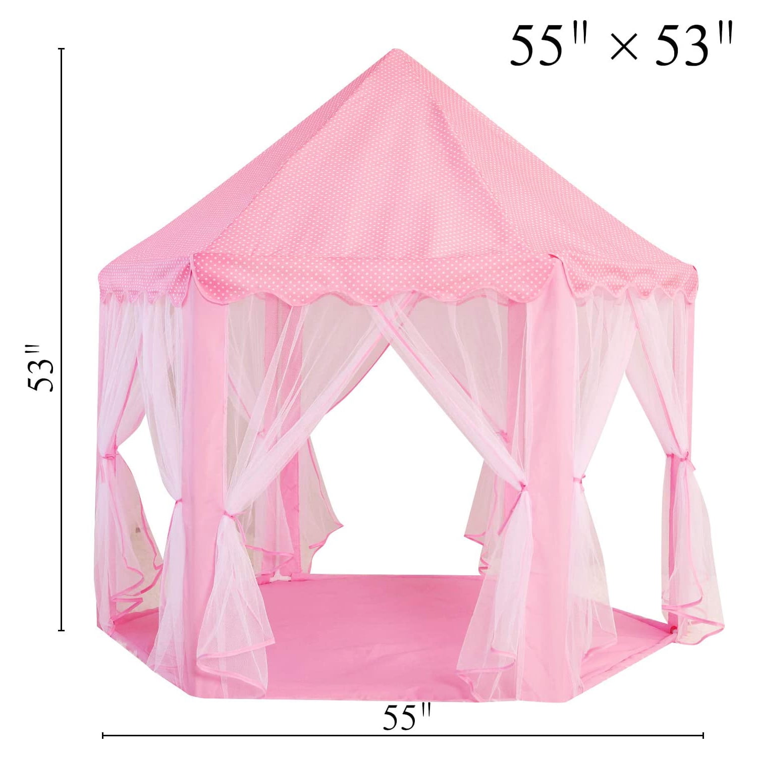 CIPACHO Play Castle Tent for Kids, Indoor Children Playhouse with Warm LED Star Lights, Birthday and Christmas Toy Gift, Pink