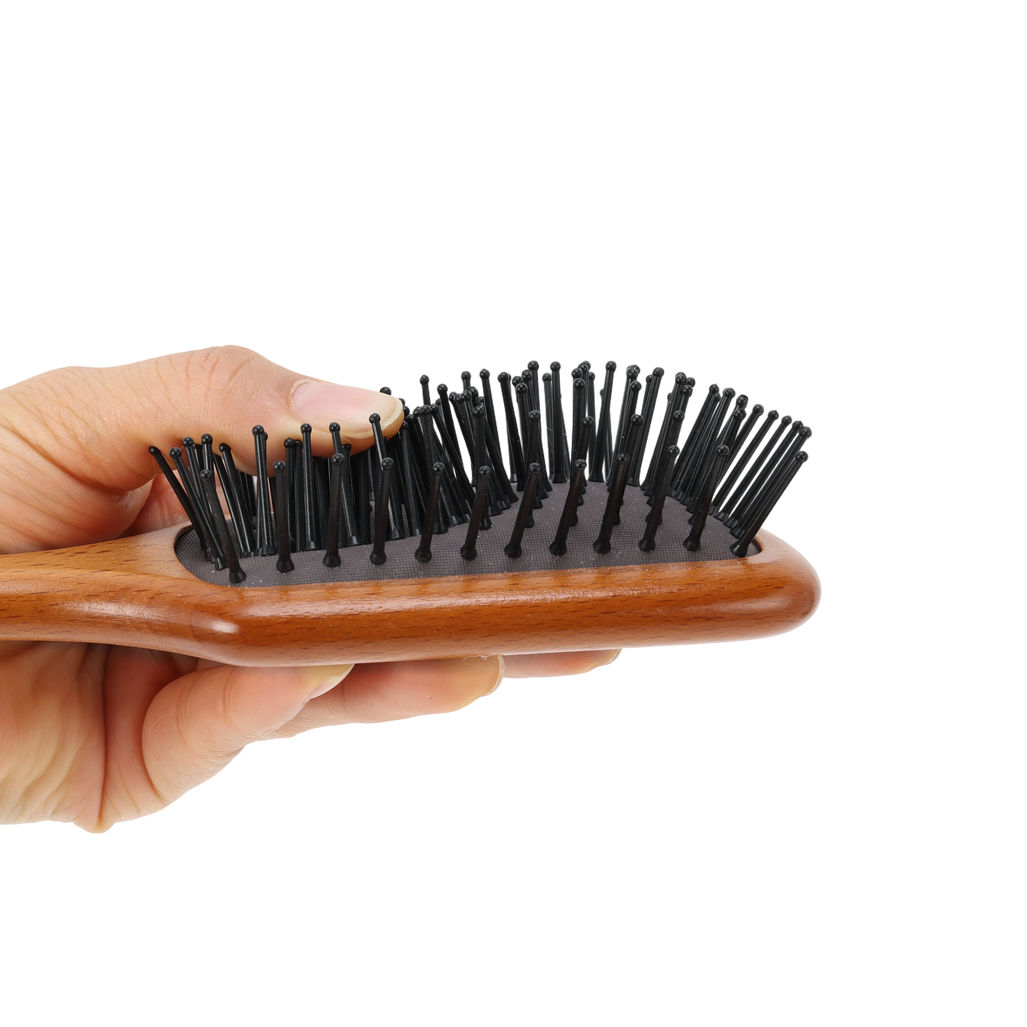 Unique Bargains 1 Pc Wood Airbag Hair Comb for Hair Care Dark Brown, Black 7.87"x2.76"
