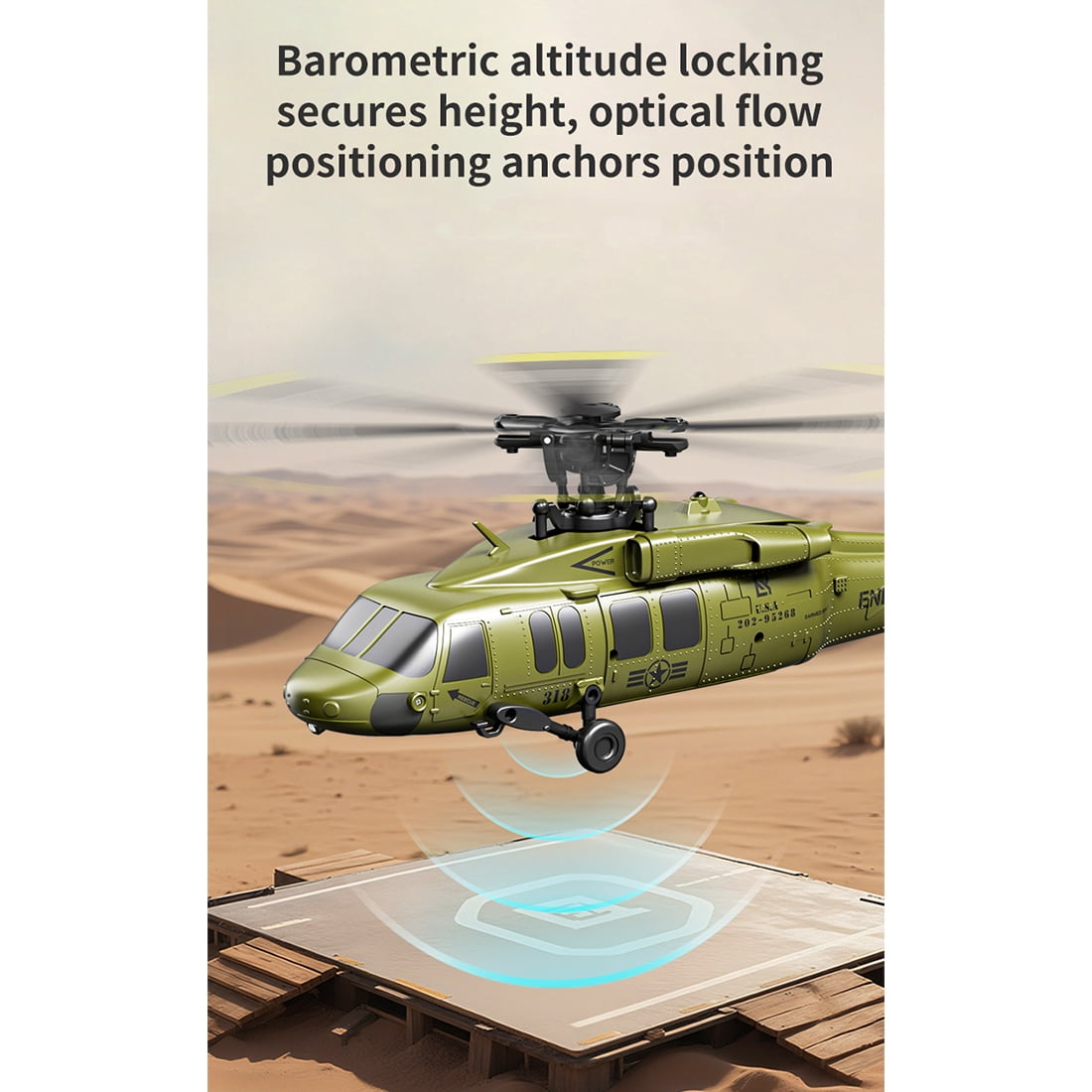 RC Helicopter, UH-60 2.4G 5CH Flybarless Brushless Scale RC Aircraft with Altitude Hold, Optical Flow Positioning & One-Key Inverted Flight for Indoor and Outdoor Play, Gift for Adult (RTF)