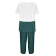 thumbnail image 5 of Womens Loungewear Two Piece Casual Linen Short Sleeve Tops with Two Pockets Cropped Wide Leg Pants Pajamas Sets, 5 of 7
