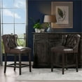 thumbnail image 3 of Richmond 26" Tufted Counter Height Bar Stool Vintage Brown Faux Leather, 3 of 20
