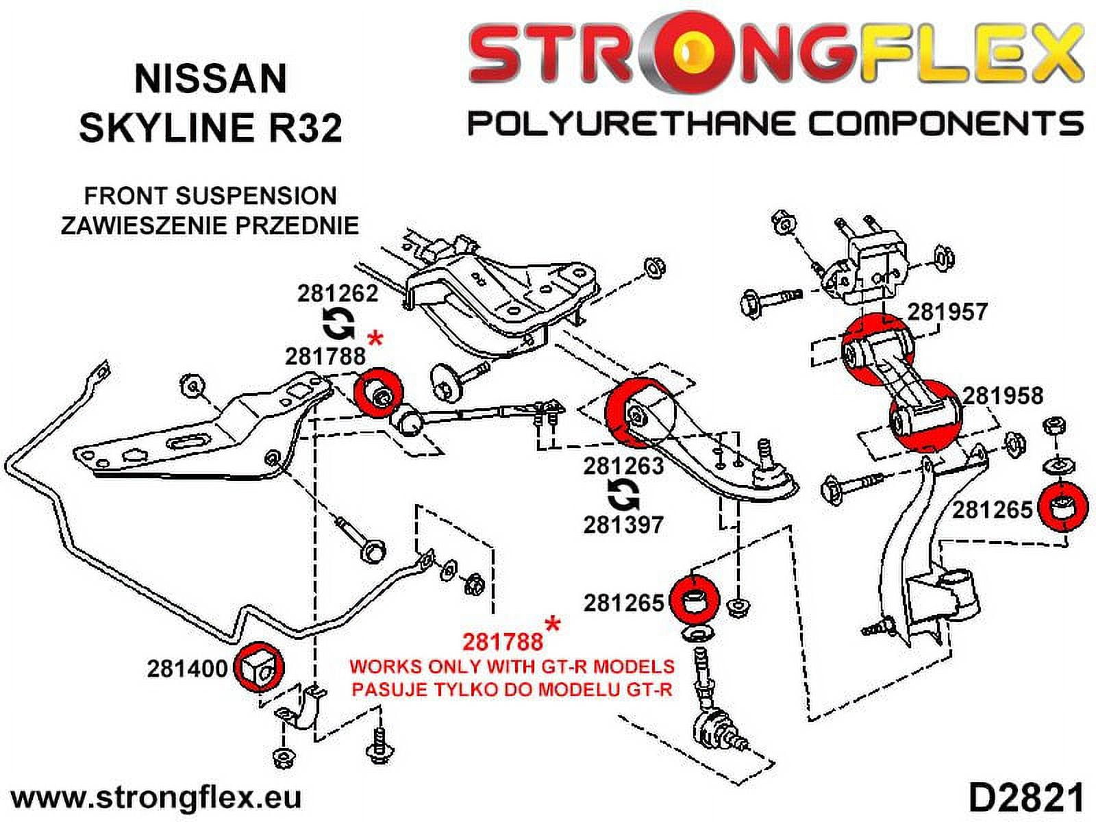 PU Front Inner Track Control Arm Bushing 38mm Sport fits Nissan Z
