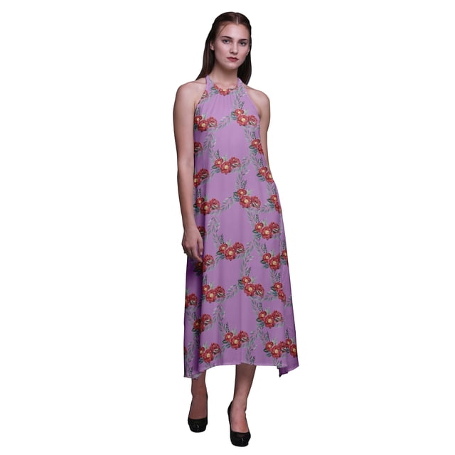 Bimba Robe de Plage d'Été pour Femmes à Dos Nu Imprimé Floral - Très Grande Taille