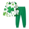 thumbnail image 2 of Girls Boys St. Patrick's Day Outfits 2PC Comfy Casual Print Long Sleeve Pullover Tops with Pants Sets Green 4 15-16 Years, 2 of 8