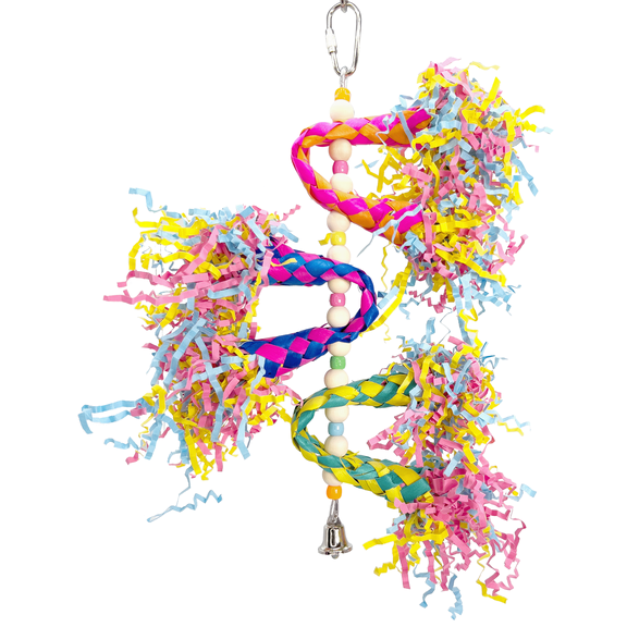 1092 Finger Trap Twister - Handcrafted Colorful Chewable Bird Cage Toy