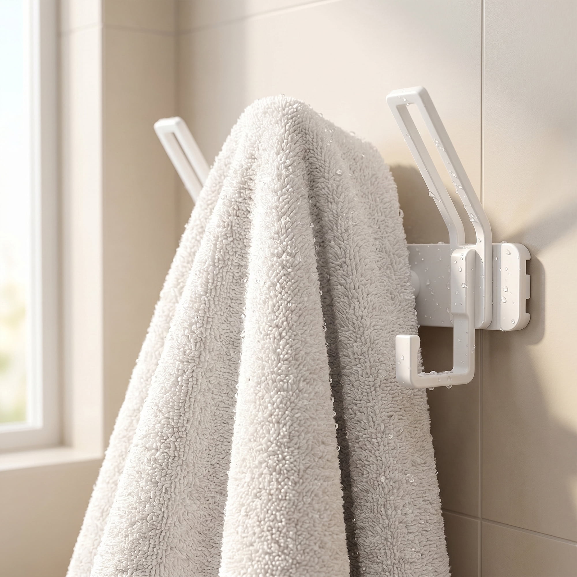 Unique Bargains Wall Mount Coat Rack Hook for Bathroom Organization White 3 Hooks
