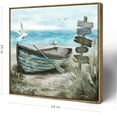 thumbnail image 3 of HFDF Wall Art Bedroom Nautical Decor Boat Canvas Picture Rustic Coastal Sand Canvas Print Ocean Beach Painting Seascape Sea Bird Vintage Ship Artwork for Seaside Home Living Room 10x8inch Framed, 3 of 6