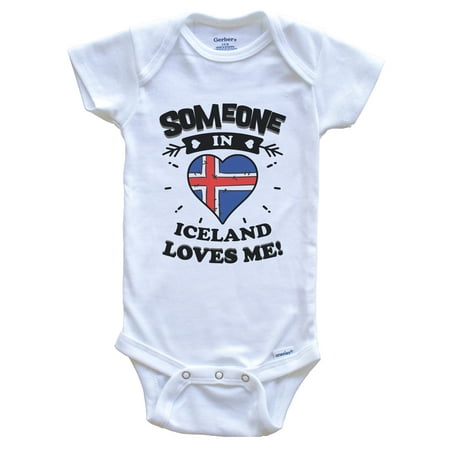 

Someone In Iceland Loves Me Icelandic Flag Heart Baby Bodysuit