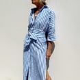 thumbnail image 1 of WILLBEST Robe de Mariée en Chiffon pour Femmes Mode Décontractée Classique Rayée Bouton Col en V Manches Mi-Longues Robe Chemise, 1 of 8