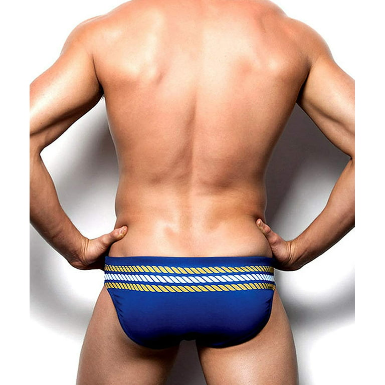 OYOANGLE Men's Striped Colorblock Training Swim Briefs Low Rise Bathing  Suit Brief