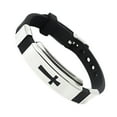 thumbnail image 6 of Yesbay Men's Women's Stainless Steel Bracelet Cross Black Rubber Bangle Lovers Jewelry-, 6 of 7