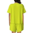 thumbnail image 6 of Uemuo Yellow Pattern Women's Short-Sleeved Pajama, Button-Front Loungewear, 2-Piece Summer Sleepwear, Elastic Drawstring Shorts-3X-Large, 6 of 7
