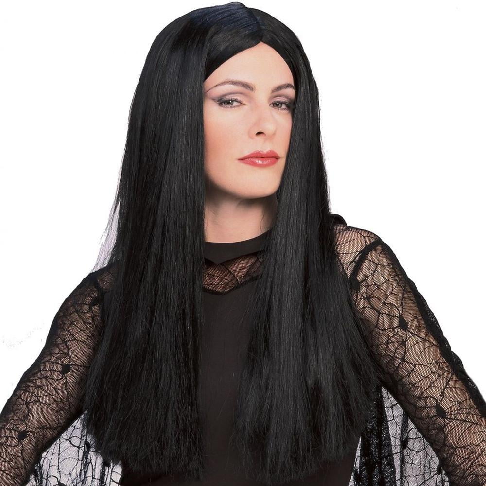 Morticia Wig Addams Family Womens Black Long Hair Costume