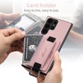 thumbnail image 5 of ELEHOLD for Samsung Galaxy S24 Ultra Back Wallet Case Premium Retro Leather Cover with Credit Card Holders Anti-Slip Wrist Strap Ring Holder Leather Case for Business Women Men,Pink, 5 of 6