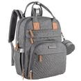 thumbnail image 1 of Baby Essentials Quilted 17 Pocket Diaper Bag Backpack Tote, Heather Grey, 0-36 Months, 1 of 9