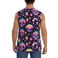 thumbnail image 4 of Fotbe cartoon Skull rainbow space Men's Camiseta sin Mangas Estampada para Hombres, Playera Casual para Gimnasio, Entrenamiento, Playa-Small, 4 of 7