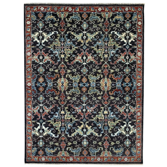 EORC Brown/ Red Hand Knotted Wool Traditional Serapi Rug, 9' x 12'
