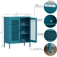 thumbnail image 3 of Blue Metal Cabinet,Metal Locker Storage Cabinet with Mesh Doors and Shelves,3-Tier Office Cabinet,Metal Storage Cabinet,Liquor Cabinet,Sideboard for Home Office,Kitchen,Coffee Bar, 3 of 12