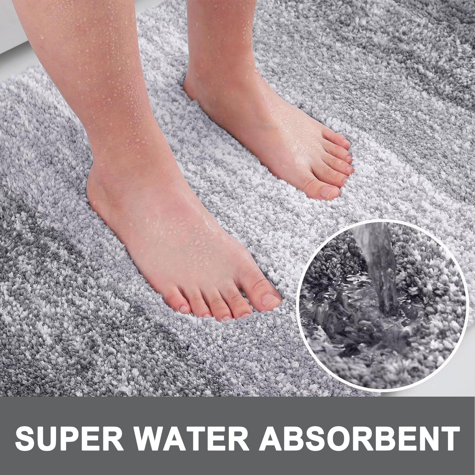 Evlmd Bathroom Rugs Mat, Large Bath Rug for Bathroom Floor Non-Slip, Super Elastic Soft Easier to Dry Bath Shower Mat Runner, Machine Washable Bath Mat