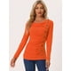 thumbnail image 3 of Top Acanalado Con Botones Y Mangas Largas Con Cuello Vuelto Para Mujer Naranja S, 3 of 5