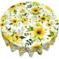 thumbnail image 3 of Sunflower Watercolor Floral Round Tablecloth 60 Inch Yellow Flower Summer Tablecloths for Round Tables Waterproof Polyester Round Table Cover Anti-Slip Table Cloth for Dining Room Indoor Outdoor, 3 of 6