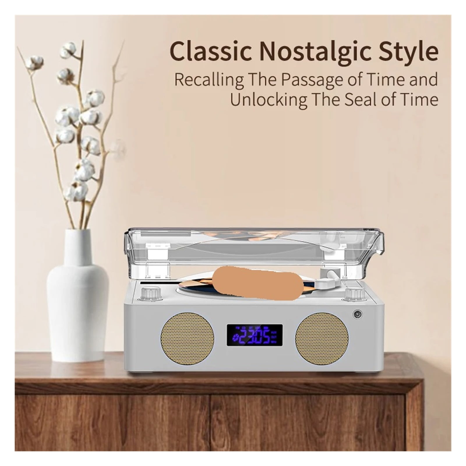 Portable Retro CD Player Wireless Bluetooth Speaker FM Radio Music Player with Remote Control