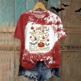 thumbnail image 4 of enyan Halloween Shirt Women Funny Pumpkin Graphic Short Sleeve Shirt Casual Fall Tee Tops Womens Halloween T Shirt(Wine,M), 4 of 5