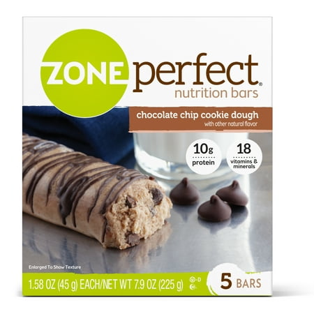 (2 Pack) ZonePerfect Nutrition Bar, Chocolate Chip Cookie Dough, 10g Protein, 5