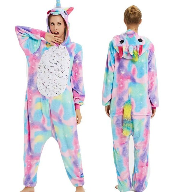 Kigurumi-Pijama de franela de unicornio para mujer, ropa de dormir Unisex, disfraces de Anime para adultos, invierno, navidad