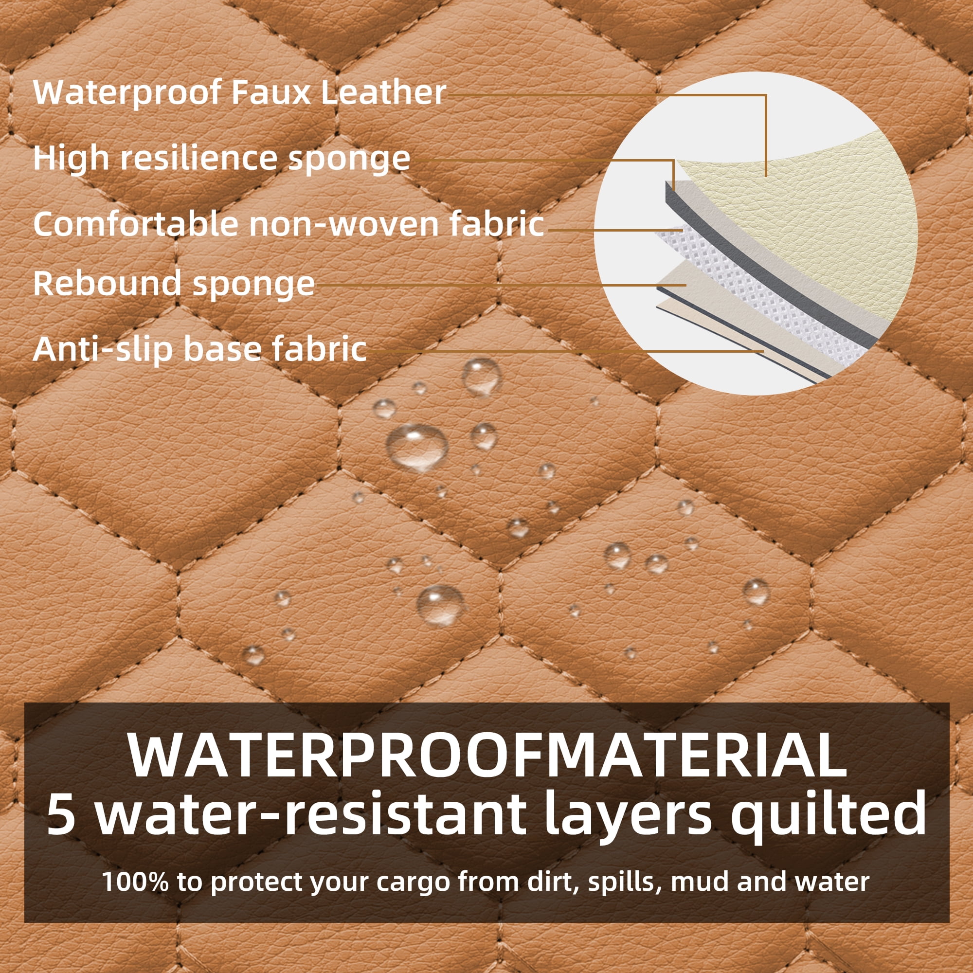 Elantrip 2PCs Front Car Seat Covers Leather Water Proof Seat Universal Fit for Most Cars SUVs Brandy