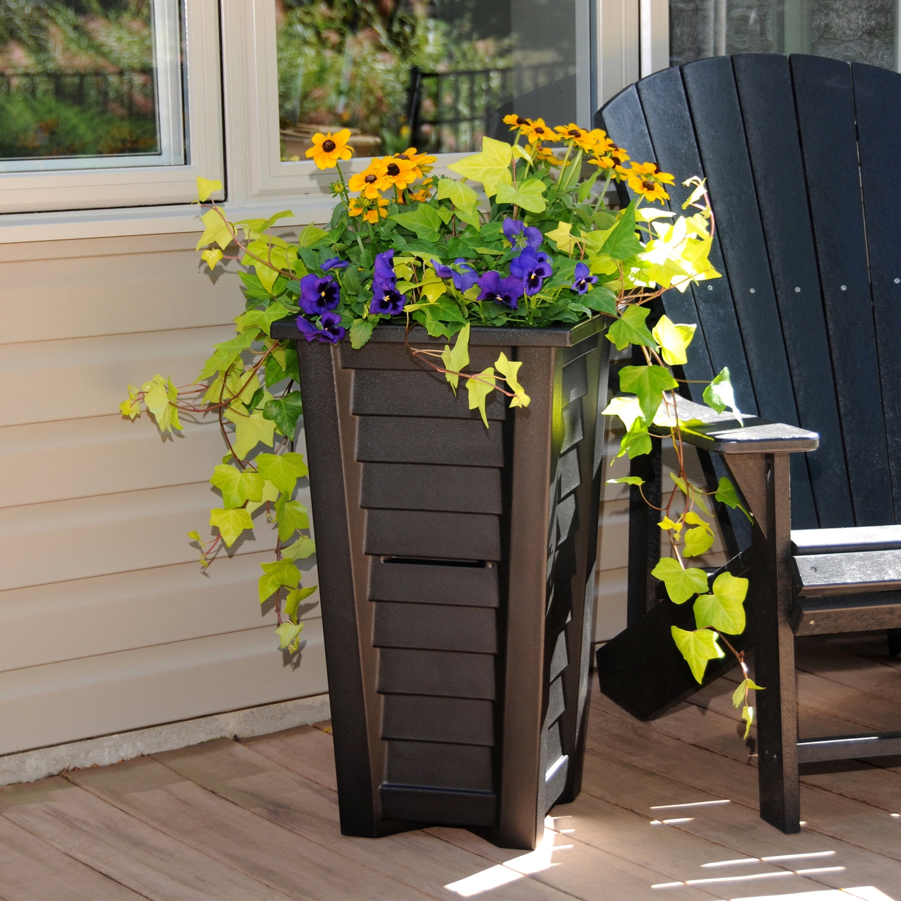 Mayne Lakeland Übertopf 40,6 Cm Quadratisch – Selbstbewässernd, Wetterfest Aus Polyethylen – Für Terrasse, Balkon & Garten