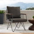 thumbnail image 5 of Manor Park Modern Hairpin Leg Metal and Wood Patio Chair, Clove Brown, 5 of 8