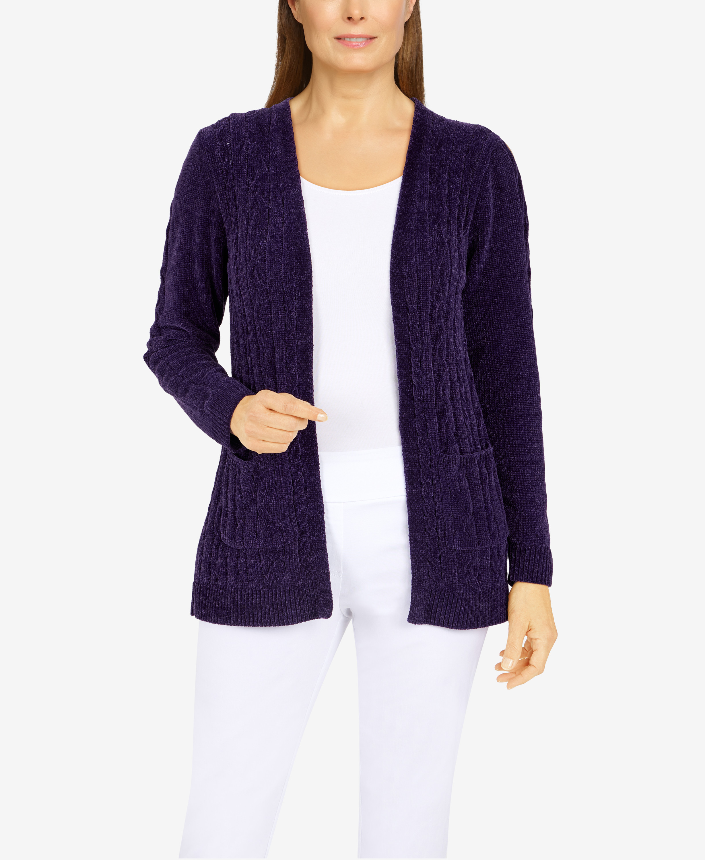 Alfred Dunner Womens Petite Open Front 