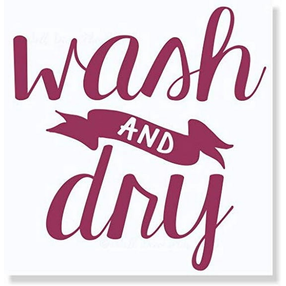 Wash Dry Laundry Wall Decals Vinyl Letters Stickers Home Décor, 23x23-Inch Berry