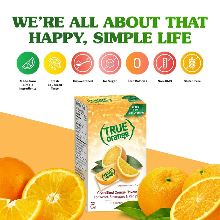 True Lemon, Natural Flavored True Orange, 50 Packets in Box, Zero
