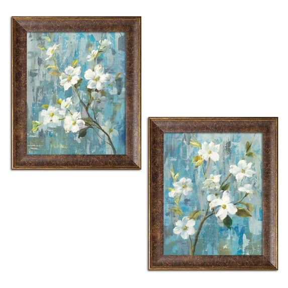 Gango Home Decor Contemporary Graceful Magnolia I & II by Danhui Nai (Ready to Hang); Two 11x14in Gold Trim Framed Prints
