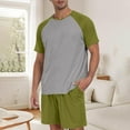 thumbnail image 2 of TAGOLD Mens Summer Short Sleeve Round-Neck Blouses & Shirts Color Raglan Sleeve Shorts Piece Set, 2 of 5