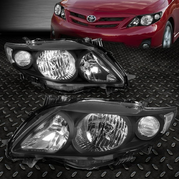 NUVISION for 09-10 Toyota Corolla Black Housing Clear Corner Headlight Replacement Lamps